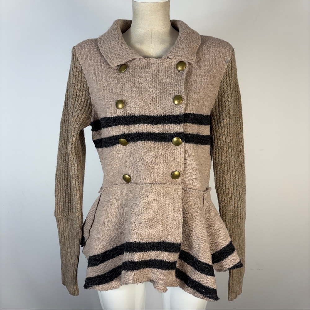 Free People Cozy Cream Wool Light  Knit Sweater M